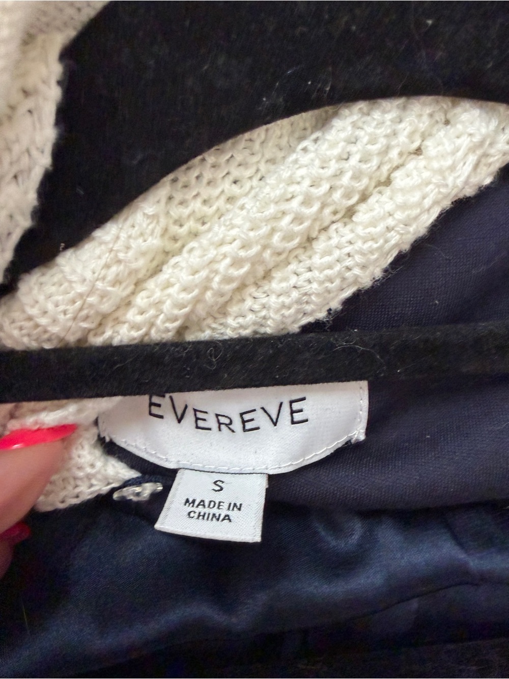 Evereve Navy Blazer with Cream Striped Hoodie Layering - Picture 3 of 3